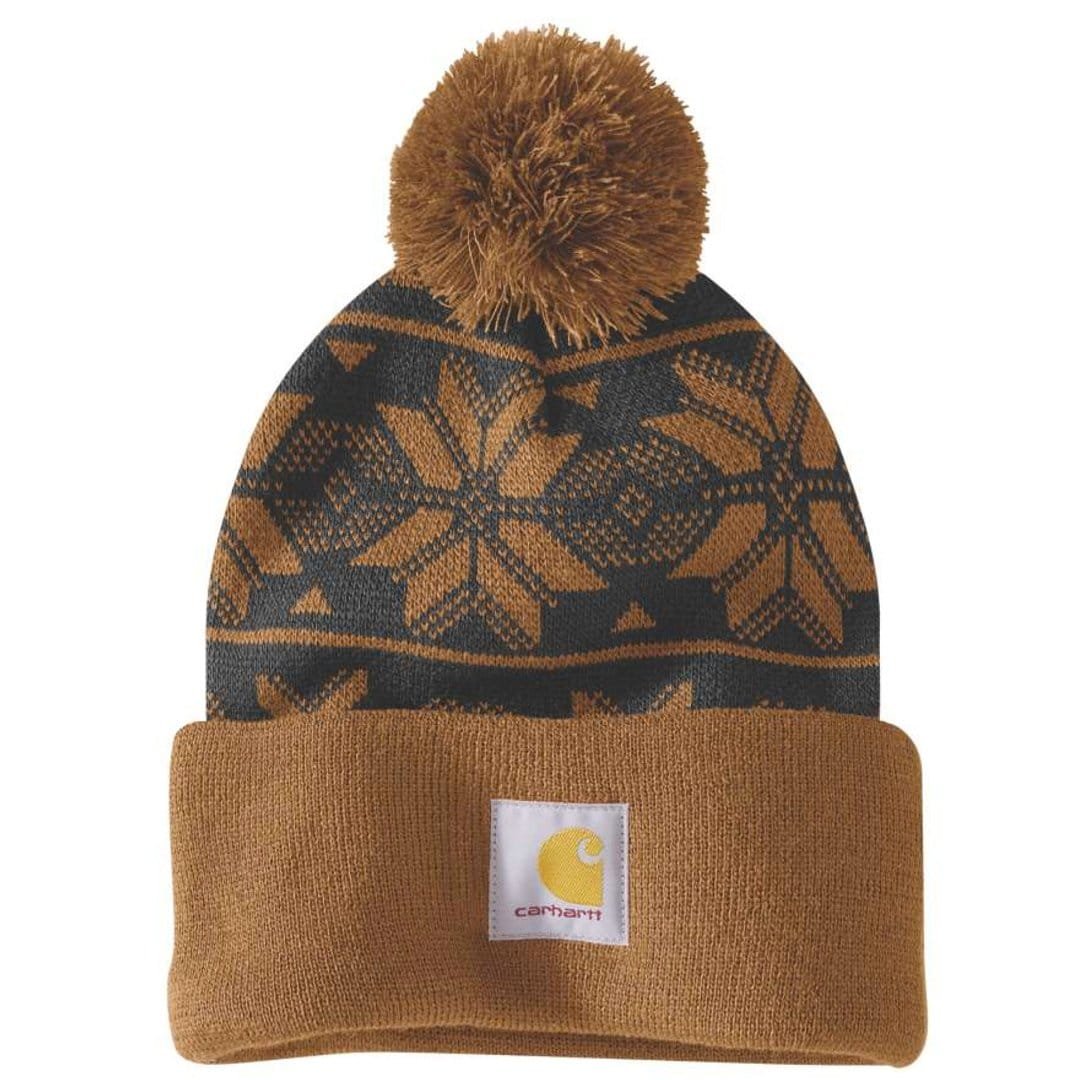 106647-brn-01 Carhartt Knit Pom Jacquard Beanie