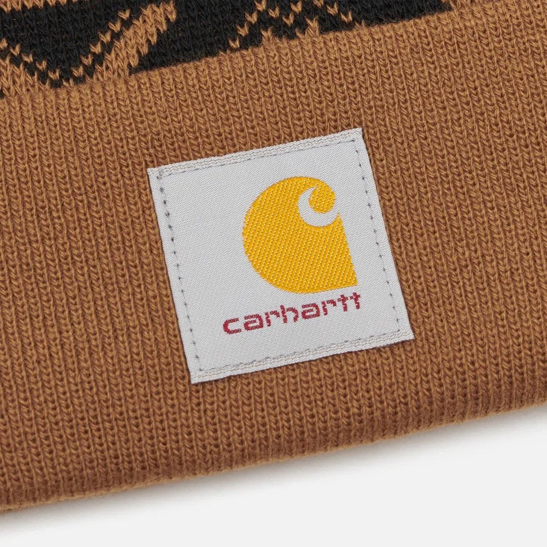 106647-brn-02 Carhartt Knit Pom Jacquard Beanie