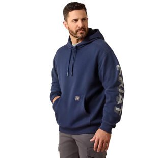Ariat Rebar Lightweight Logo Hoodie Navy Heather